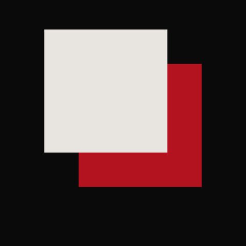 (c) a bone square overlapping an offset red square