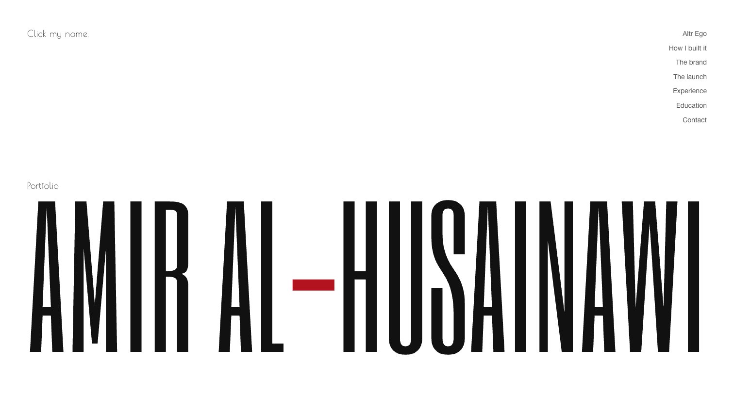 Version 4: the name across the bottom of a white screen, with a small index top right.